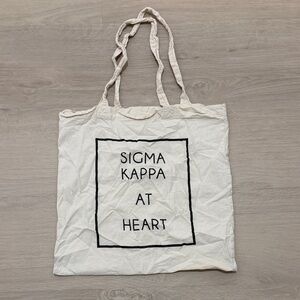Sigma Kappa Canvas Tote Bag in Natural with Black Print